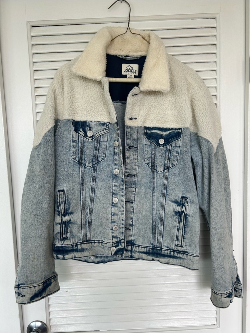 Jordache Vintage Blue Denim Sherpa Jacket SIZE SMALL